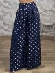 Polka Dot Super WideLeg Pants/Navy Blue