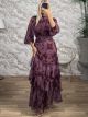 Muslin GoldenThread Maxi Dress-6427/Burgundy
