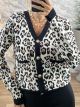 Leopard Cropped Cardigan/Vanilla