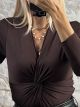 Elastic Knot Bodysuit/Chocolat