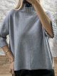 Loose Knitted TurtleNeck Top/Grey