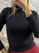 Velvet & Glitter Details Bodysuit