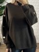 Viscose Buttons Loose Top/Chocolat