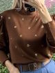 Knitted Gold Strass Top/Brown