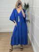Casual Maxi Oversized Ruffles Dress/Blue