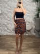 Viscose Wrap Mini Skirt-632689/Ecai&Navy Blue
