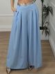 Wide Leg Pleated Pants/L.Blue