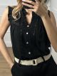 Mao Buttons Top/Black