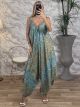Silk Asymmetrical Golden Jumpsuit-1208/N4