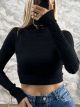 Meander Cropped Sweater/Black