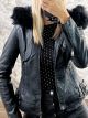 Leather Fur Jacket-2309/Black
