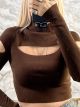 Cut Outs Knitted Top/Chocolat