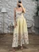 Satin Floral Belt Maxi Dress/Yellow