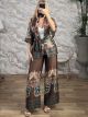 Satin Multi Kimono & Pants Set-7963/Chocolat