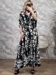 Boho Silk Maxi Dress-3226/Black&White