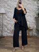 Viscose & Lines Asym Set-6239/Black