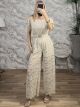 Lace Belt Jumpsuit-5912/Beige