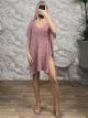 ShortSleeves Ve Knitted Dress-31/Pink