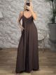Wooden BeadsStraps Jumpsuit-26362/Chocolat