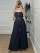 Wide Denim Strass Set