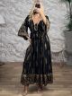 GoldenThread Boho Maxi Dress-8269/Black