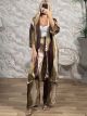 Soft Satin LONG Kimono&Pants Set/Lime&Chocolat