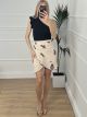 Floral Wrap Mini Skirt/Ecru
