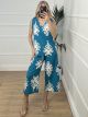 Capri Pants Print Set/Petrol