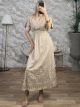 Embroidered Cotton Maxi Dress-2629/Beige