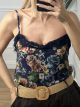 Floral Lace Lingerie/Navy Blue