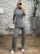 Knitted Lurex Buttons Set-8107/Grey