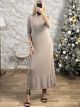Knitted Maxi Dress-1158/Beige