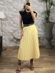 Pleated Belt Skirt/Yellow