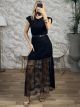 C-Through Lace Mini&Maxi Dress/Black