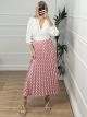 Polka Dot Satin Pleated Skirt/Pink