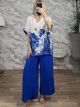 Plus Size Dark Floral Set/Royal Blue