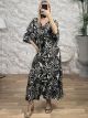 Silk GoldPrint Maxi Dress-4362/Black
