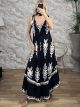 Boho CurvedStyle Maxi Dress-2600/Black