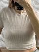 Viscose Elastic Ribbed Top/Beige