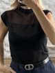 C-Through ShortSleeves Top-06341/Black