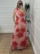 One Shoulder Floral Maxi Dress/Pink