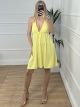 OpenBack Cups Mini Dress/Yellow