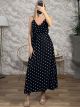 Viscose Polka Dot Maxi Dress/Black 