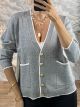 Golden Buttons Cardigan/Grey