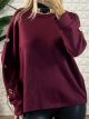Viscose Buttons Loose Top/Burgundy