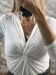 Elastic Knot Bodysuit/White