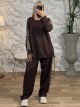 Oversized Leopard Stripe Set/Chocolat
