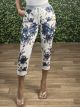 Cotton Floral Highwaist Sweatpants/Navy Blue