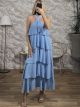 Halter Neck Ruffled Maxi Dress/Ciel