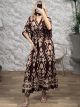 Boho Silk Maxi Dress-3226/Chocolat&Beige